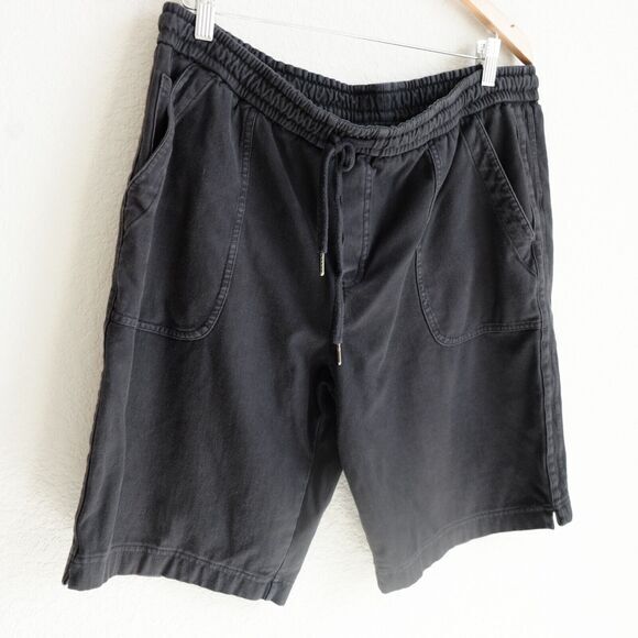Athleta Farallon Bermuda Shorts Women Sz 16‎ Tall Black  Cotton Knit Drawstring - Picture 3 of 11